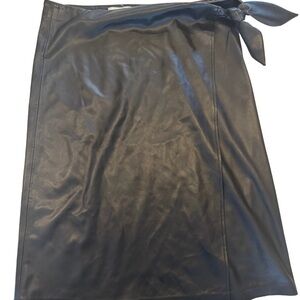 The Drop Women's Manon Vegan Leather Wrap-Front Midi Skirt, XL, NWT